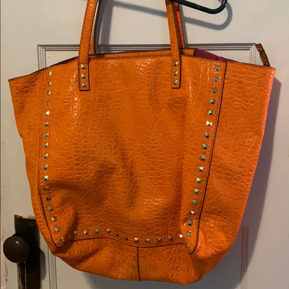 Orange  studded tote